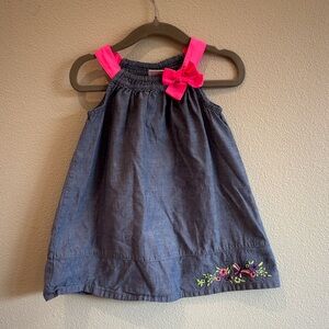 Okie Dokie Navy Dress with Pink Bow